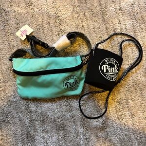 Victoria Secret Pink Mint Green  Fanny Pack NWT RARE with koozie